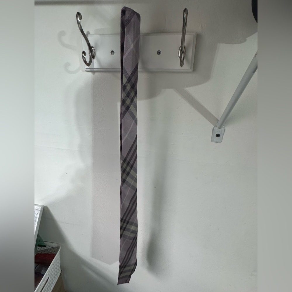 Burberry Plaid Tie in Purple and Gray - Picture 2 of 5